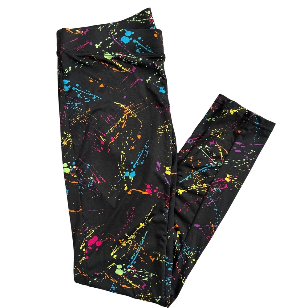 Tipsy Elves Black‎ Splatter Paint Leggings Women's Medium Athletic Workout Pants